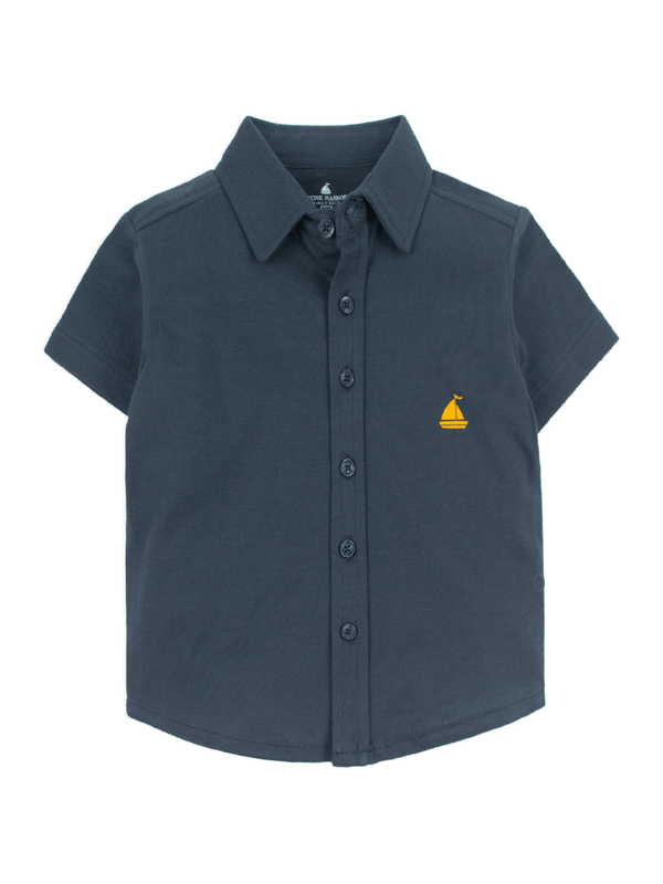 stone harbor BOY'S SOLID NAVY CASUAL SHIRT