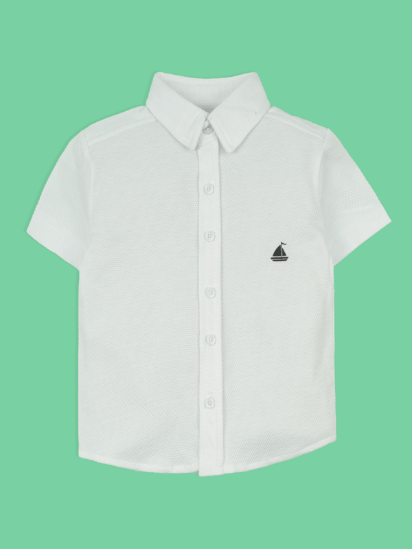 stone harbor BOY'S WHITE POPCORN CASUAL SHIRT