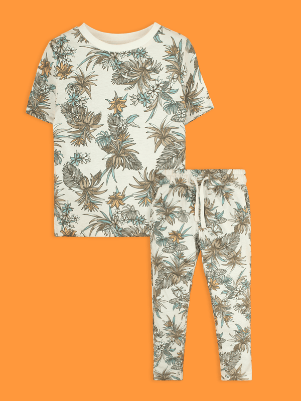 stone harbor GIRL'S AOP BEIGE TRACK SUIT