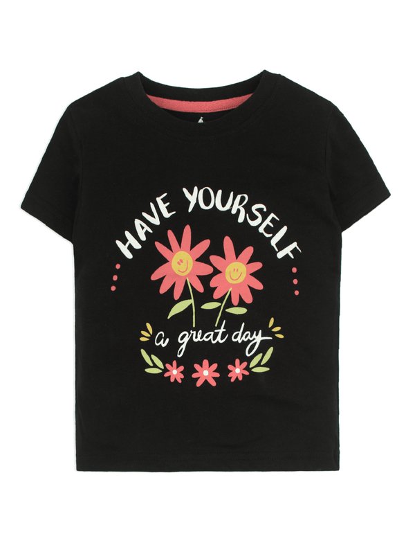 stone harbor GIRL'S BOLD BLACK GRAPHIC T-SHIRT