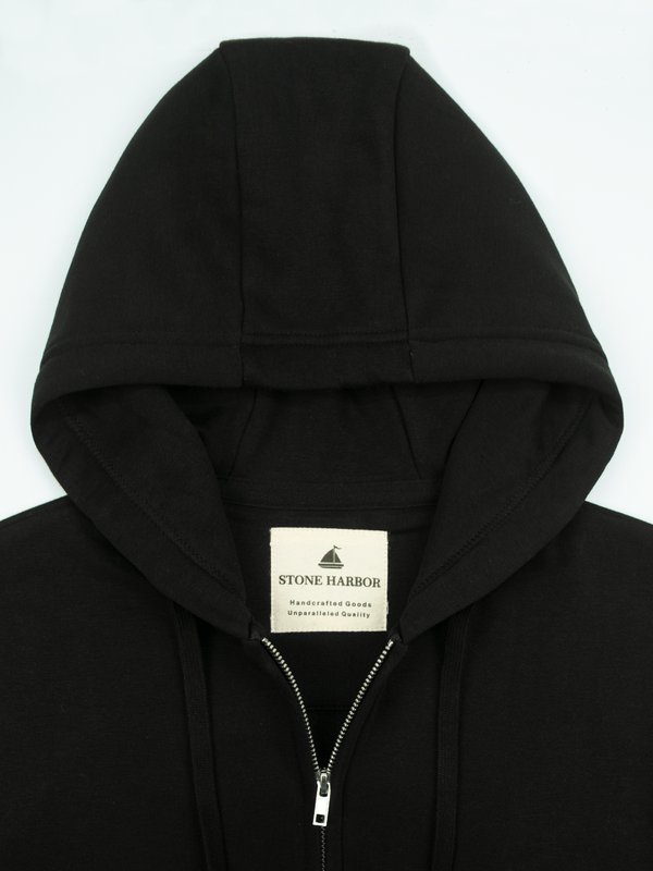 Stone Harbor MEN'S BLACK FLEECE ZIPPER HOODIE