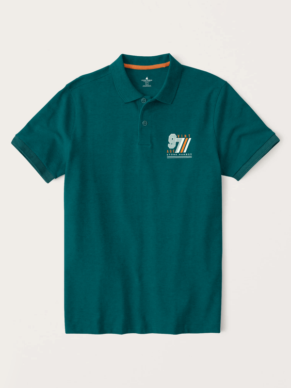 stone harbor MEN'S DARK TEAL VINTAGE POLO