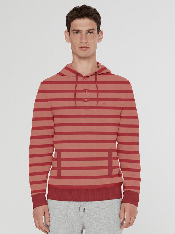 stone harbor MEN'S FLEECE QUARTER BUTTON HOODIE