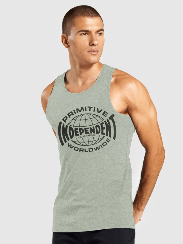 stone harbor MEN'S GREY GRAPHIC GYM VEST