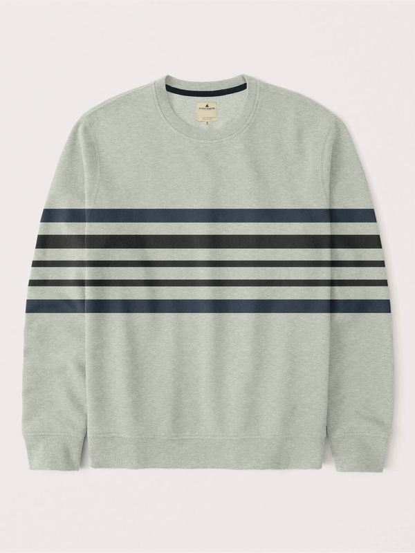 stone harbor MEN'S GREY STRIPED FLEECE SWEATSHIRT