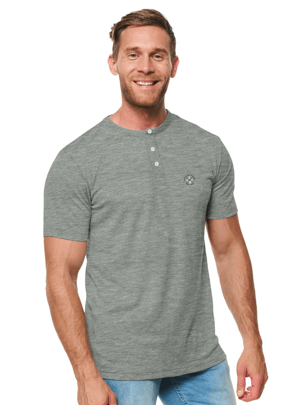 stone harbor MEN'S GREY TEXTURED HENLEY