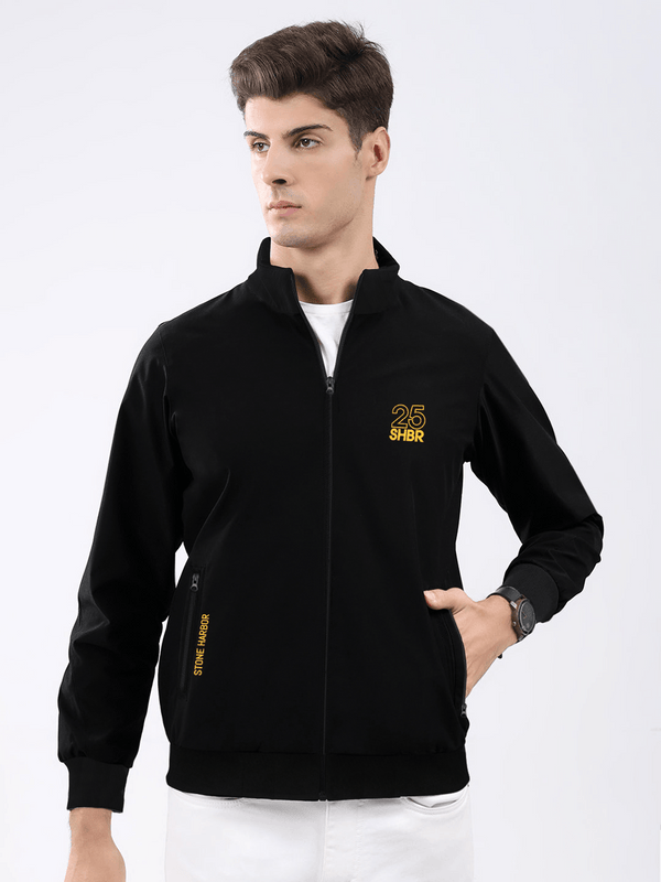 stone harbor MEN'S JET BLACK FLEECE JACKET