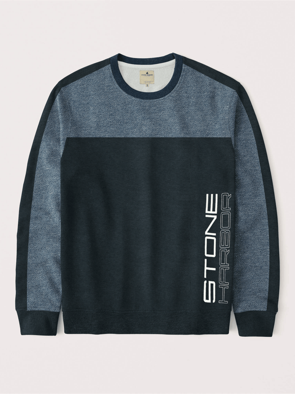 stone harbor MEN'S NAVY PANELED FLEECE SWEATSHIRT