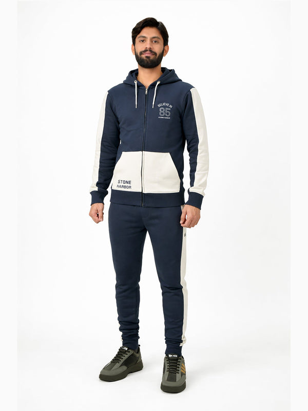 stone harbor MEN'S NAVY PANELED FLEECE TRACKSUIT