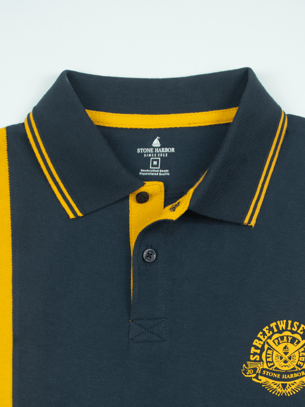 Stone Harbor MEN'S NAVY PANELED POLO SHIRT