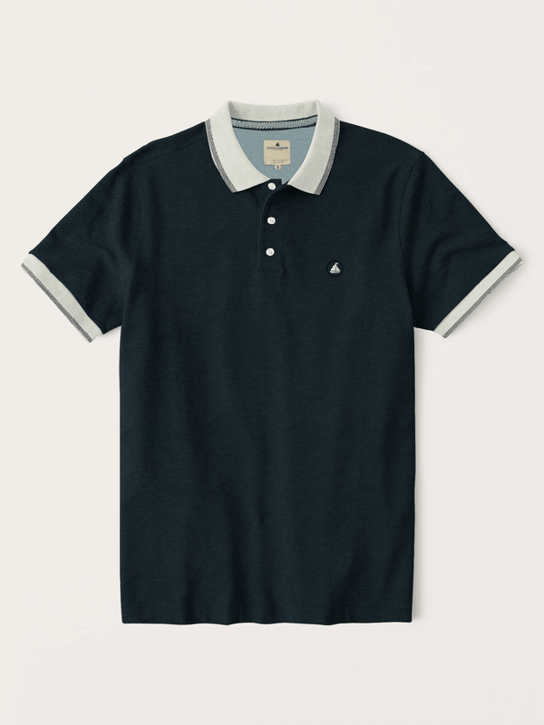 stone harbor MEN'S NAVY TEXTURED POLO SHIRT