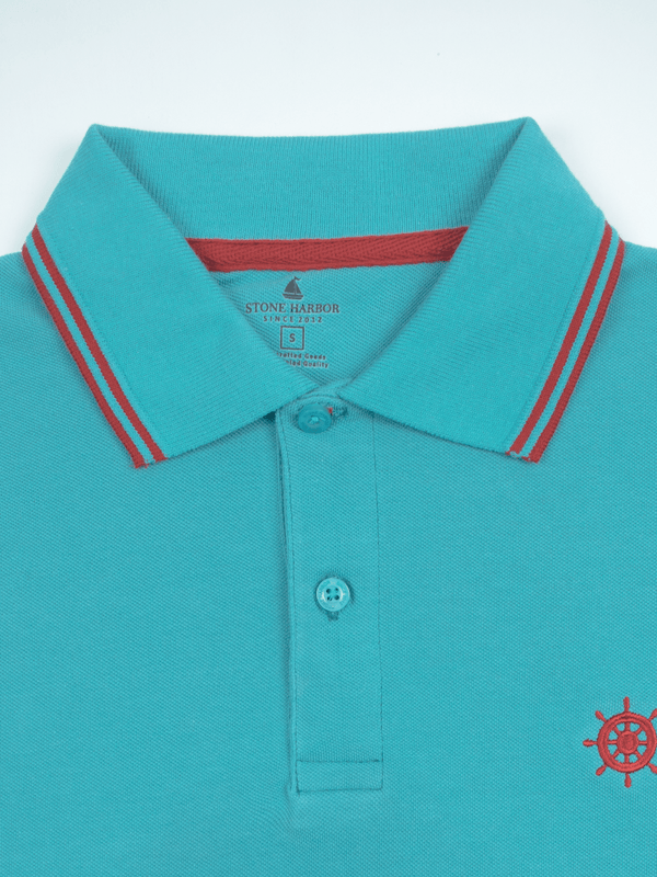 Stone Harbor MEN'S PREMIUM TEAL TWIN-TIPPED POLO