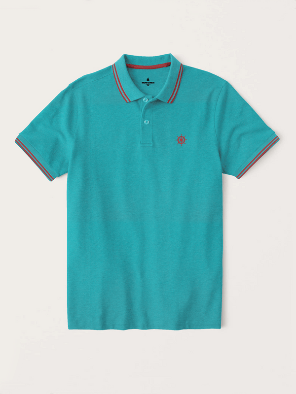 stone harbor MEN'S PREMIUM TEAL TWIN-TIPPED POLO