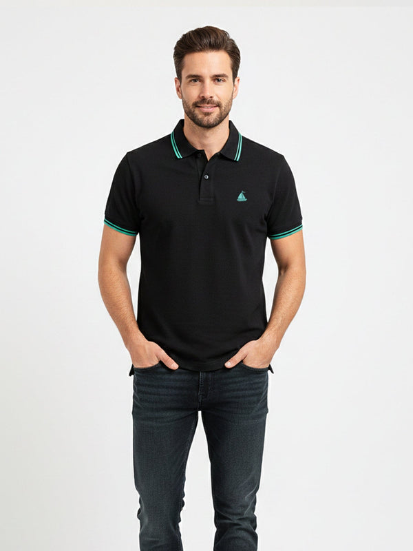 stone harbor MEN'S SIGNATURE BLACK POLO SHIRT