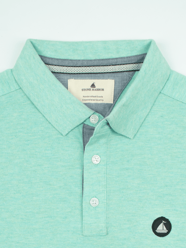 Stone Harbor MEN'S TEXTURED AQUA POLO SHIRT