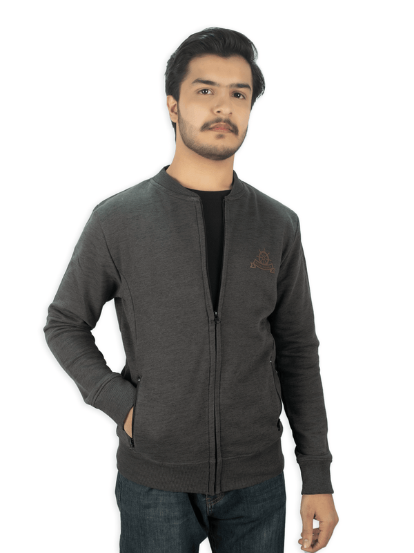 stone harbor MEN'S TEXTURED CHARCOAL FLEECE JACKET