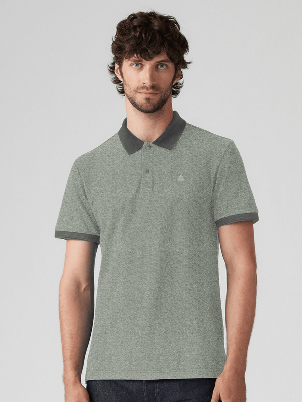 stone harbor MEN'S TEXTURED GREY SIGNATURE POLO