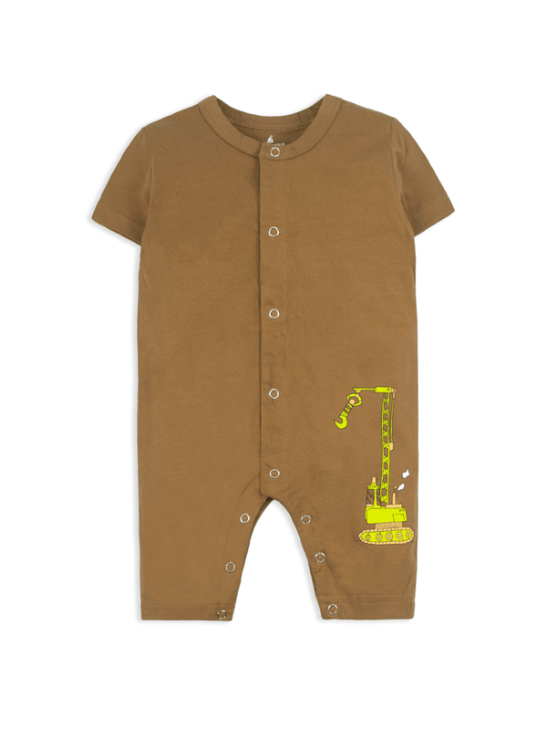 stone harbor MINI BOY'S BROWN GRAPHIC ROMPER