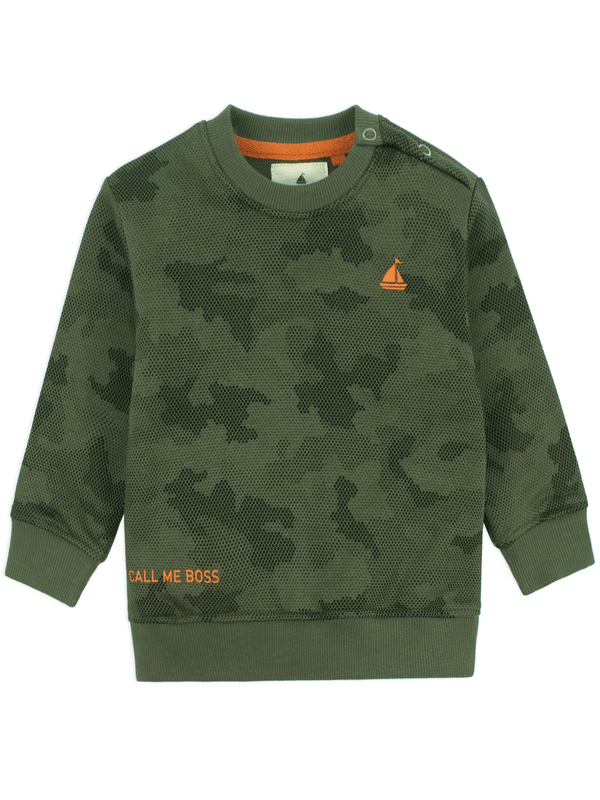stone harbor MINI BOY'S GREEN CAMO SWEATSHIRT