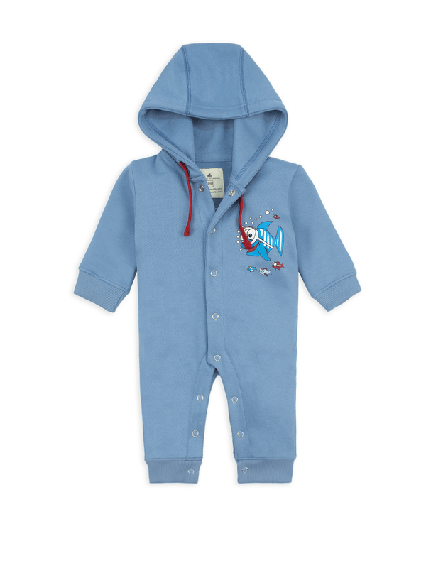 stone harbor MINI BOY'S SKY BLUE HOODED ROMPER