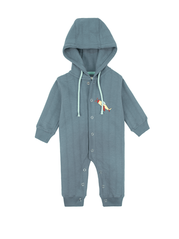stone harbor MINI BOY'S SLATE BLUE HOODED ROMPER