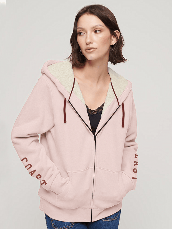 stone harbor WOMEN'S PINK HEAVY FUR HOODIE