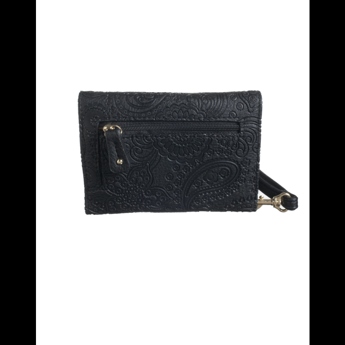 Stone Mountain Embossed Paisley Small Zip Around W/wristlet-Black