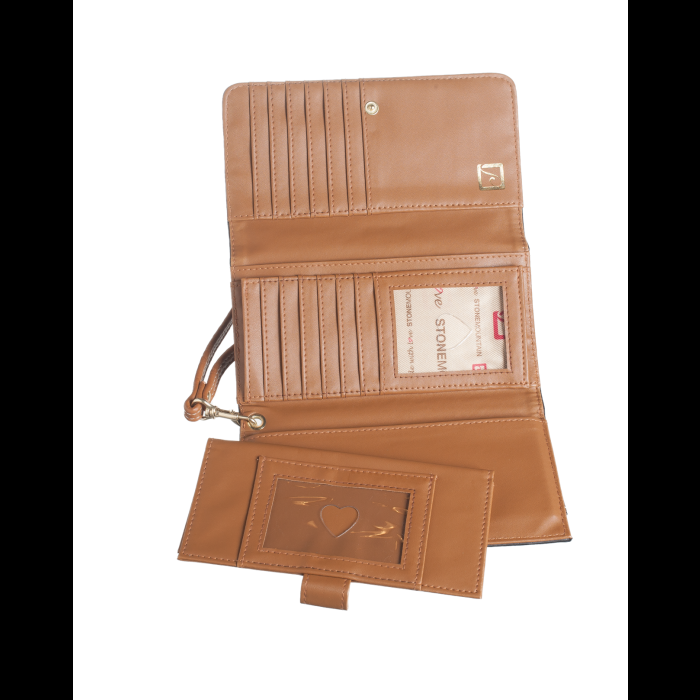 Stone Mountain Nancy Wrinkled Leather Large Tri-Fold Wallet W/wristlet