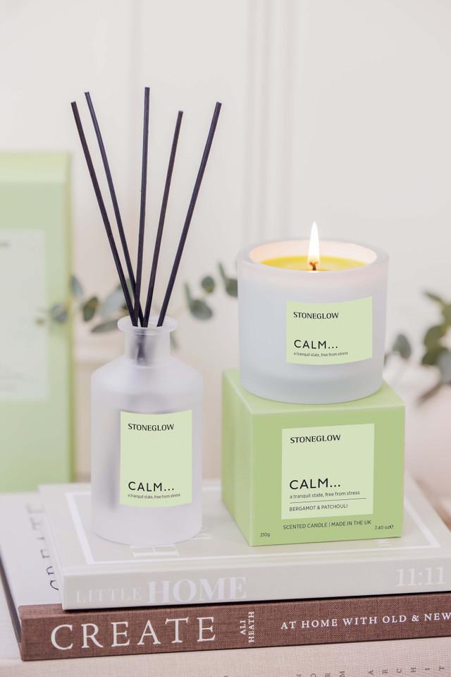 Stoneglow Affirmations - Calm - Bergamot & Patchouli - Scented Candle Tumbler (79 X 89mm)