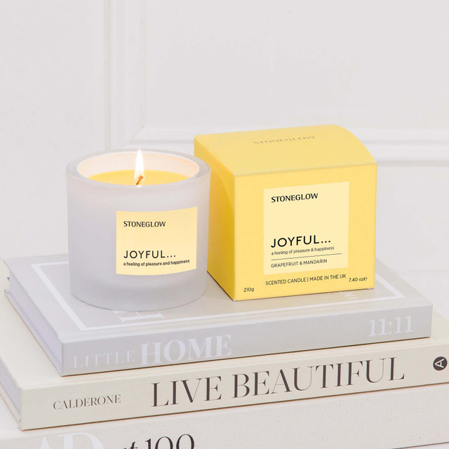 Stoneglow Affirmations - Joyful - Grapefruit & Mandarin - Scented Candle Tumbler (79 X 89mm)