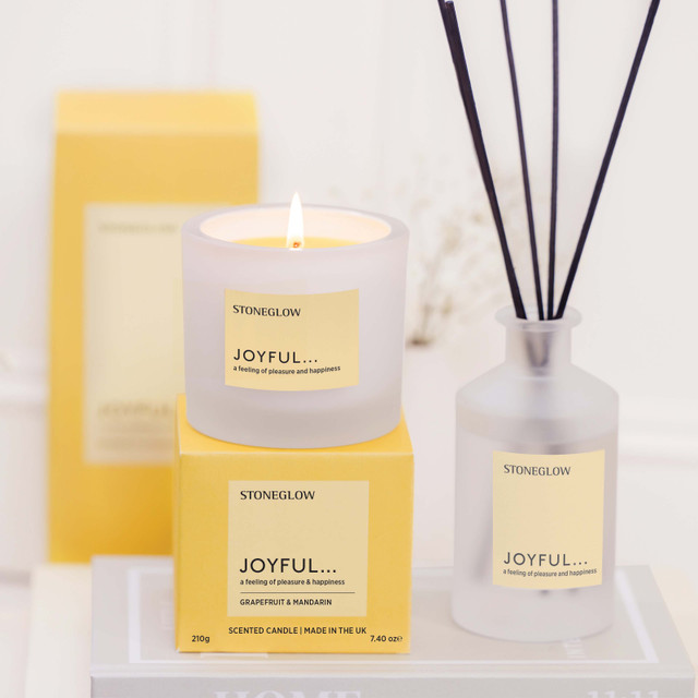 Stoneglow Affirmations - Joyful - Grapefruit & Mandarin - Scented Candle Tumbler (79 X 89mm)