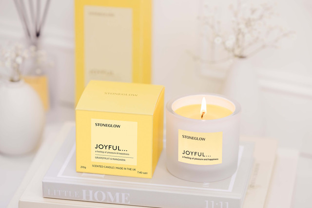 Stoneglow Affirmations - Joyful - Grapefruit & Mandarin - Scented Candle Tumbler (79 X 89mm)