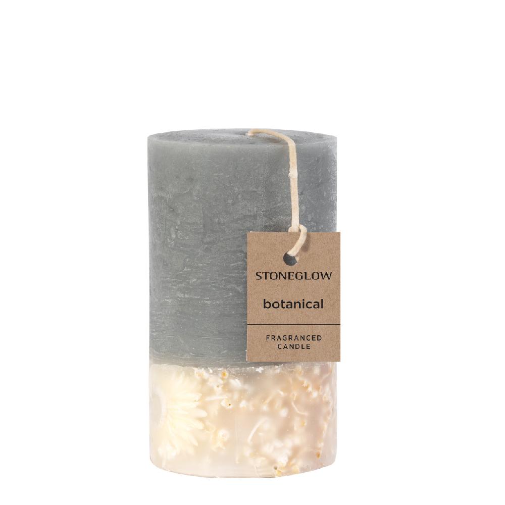 stoneglow Elements - Air - Wild Mint & Bergamot Scented Botanical Inclusion Pillar Candle (75 x 127mm)