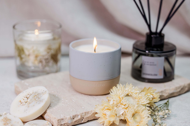 Stoneglow Elements - Air - Wild Mint & Bergamot - Scented Soy Wax Ceramic Candle Tumbler (68x75mm) - Grey