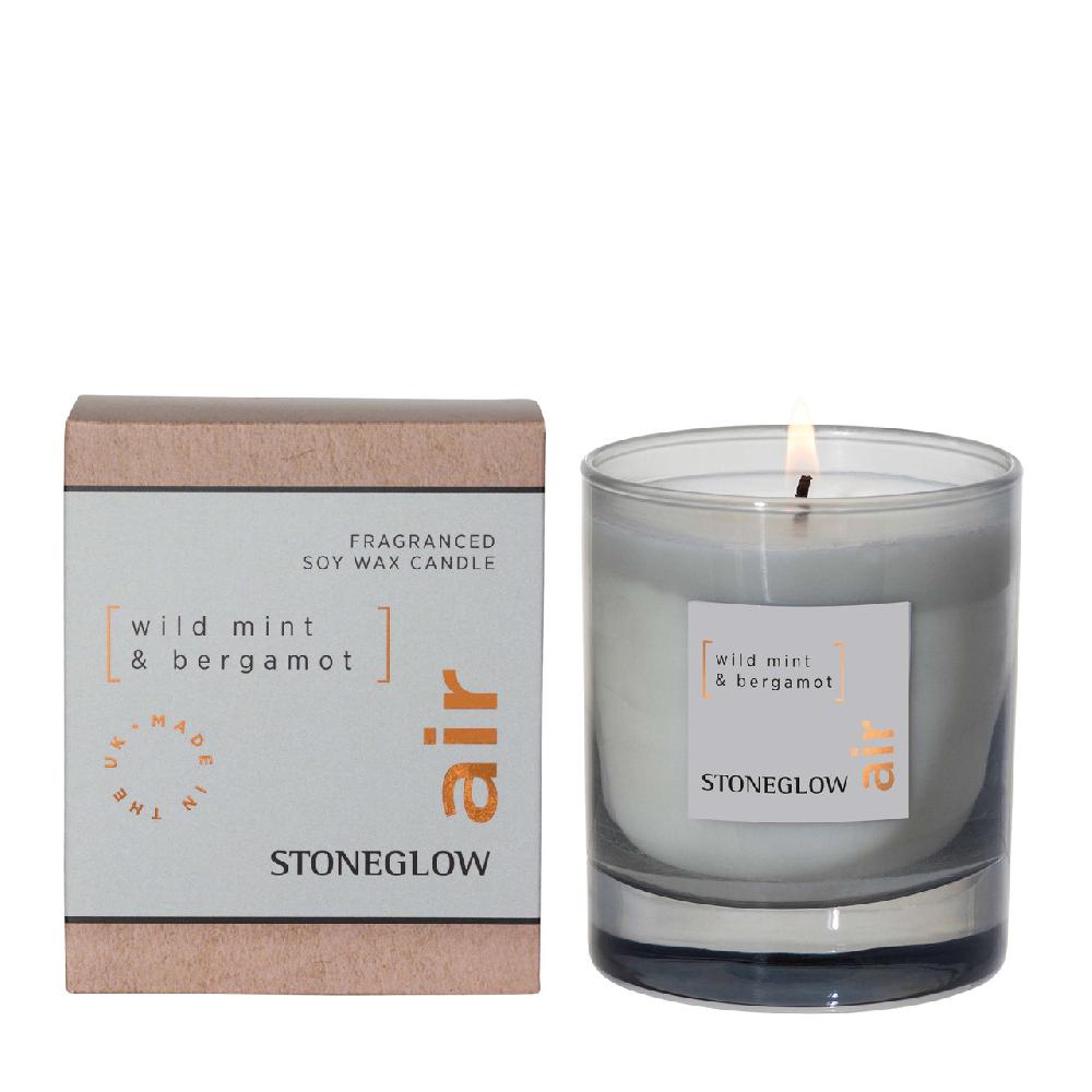 stoneglow Elements - Air - Wild Mint & Bergamot - Soy Wax Scented Candle - Boxed Tumbler (80 X 70mm)