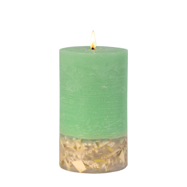Stoneglow Elements - Earth - Green Apple & Lime - Scented Botanical Pillar Candle (75 X 127mm)
