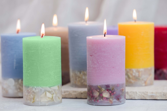 Stoneglow Elements - Earth - Green Apple & Lime - Scented Botanical Pillar Candle (75 X 127mm)