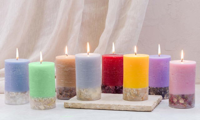 Stoneglow Elements - Earth - Green Apple & Lime - Scented Botanical Pillar Candle (75 X 127mm)