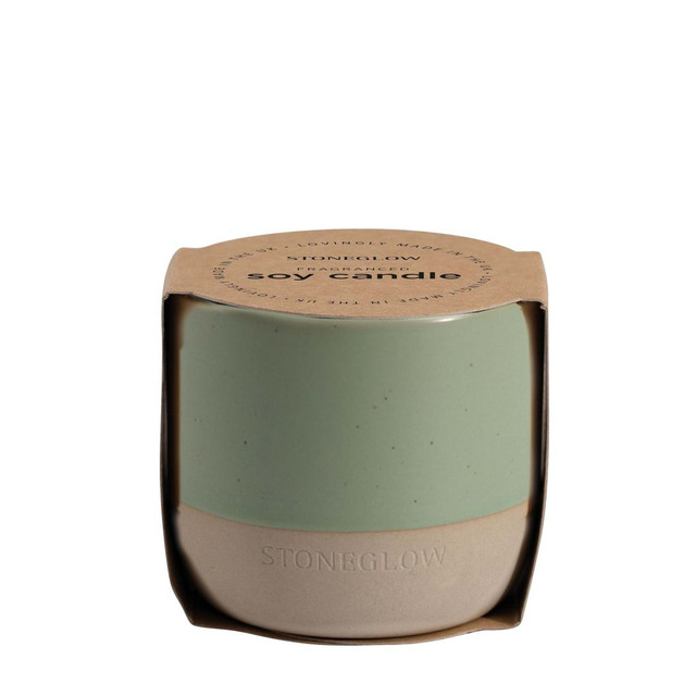 Stoneglow Elements - Earth - Green Apple & Lime - Scented Soy Wax Ceramic Candle Tumbler (68x75mm) - Green