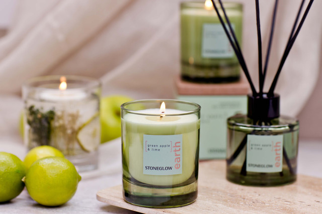 Stoneglow Elements - Earth - Green Apple & Lime - Soy Wax Scented Candle - Boxed Tumbler (80 X 70mm)