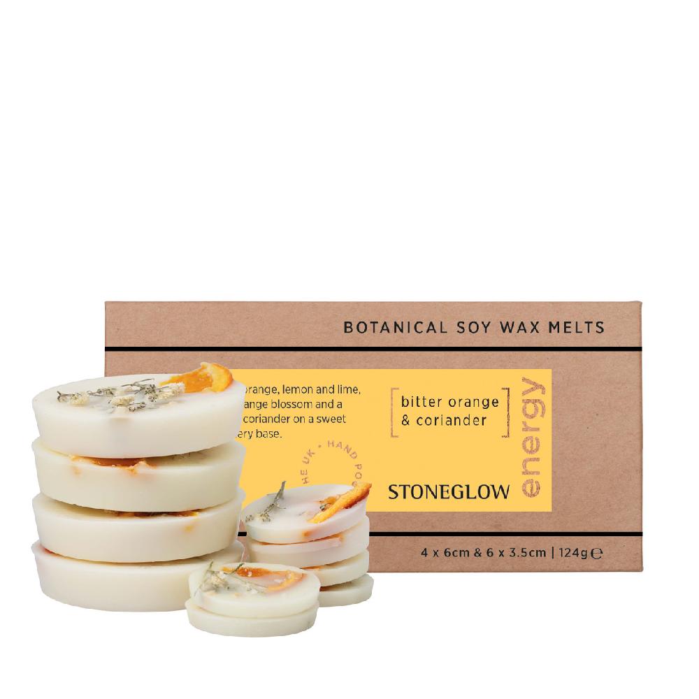 stoneglow Elements - Energy - Bitter Orange & Coriander - Botanical Scented Soy Wax Melts (124g)