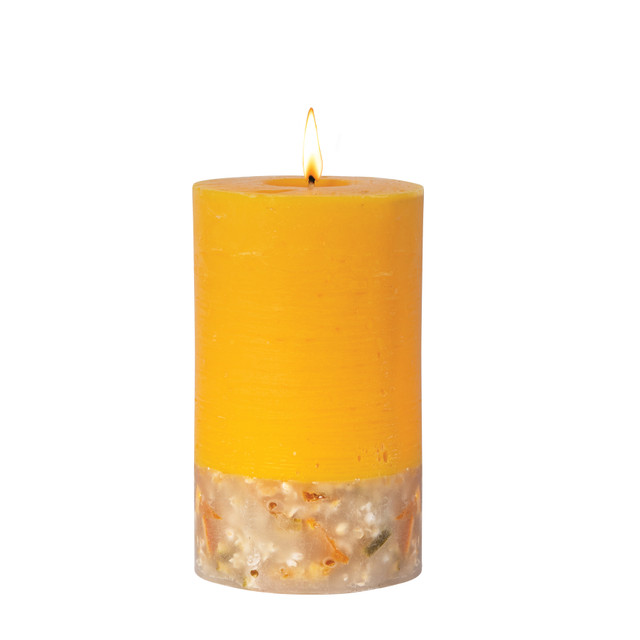 Stoneglow Elements - Energy - Bitter Orange & Coriander - Scented Botanical Pillar Candle (75 X 127mm)