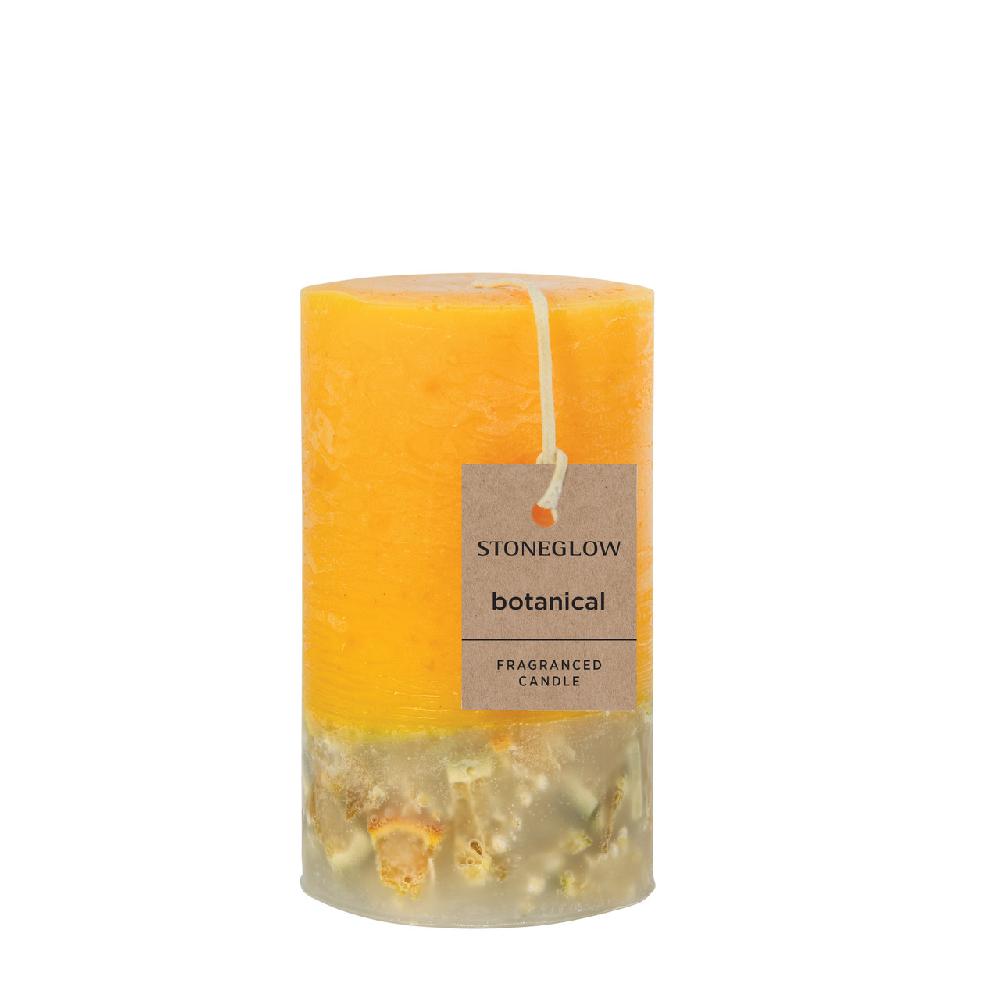 stoneglow Elements - Energy - Bitter Orange & Coriander - Scented Botanical Pillar Candle (75 x 127mm)