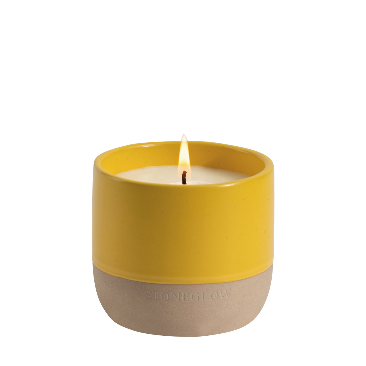 stoneglow Elements - Energy - Bitter Orange & Coriander - Scented Soy Wax Ceramic Candle Tumbler (68x75mm) - Yellow