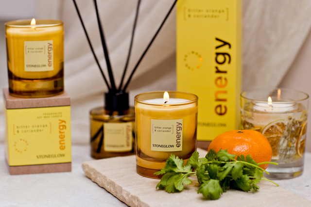 Stoneglow Elements - Energy - Bitter Orange & Coriander - Soy Wax Scented Candle - Boxed Tumbler (80 X 70mm)