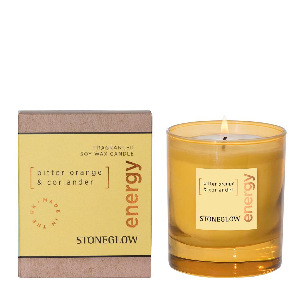 stoneglow Elements - Energy - Bitter Orange & Coriander - Soy Wax Scented Candle - Boxed Tumbler (80 x 70mm)