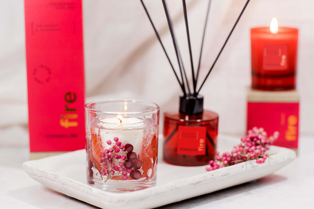 Stoneglow Elements - Fire - Red Pepper & Cardamom - Gel Botanical Scented Soy Wax Candle Tumbler (90 X 80mm)