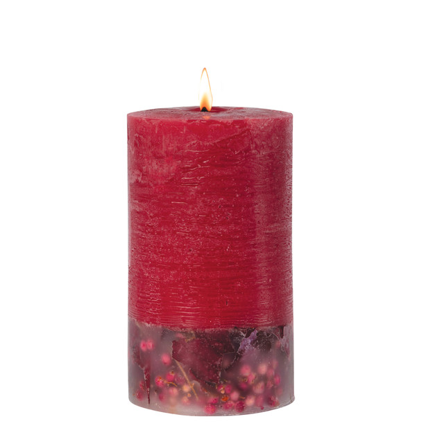 Stoneglow Elements - Fire - Red Pepper & Cardamom Scented Botanical Inclusion Pillar Candle (75 X 127mm)