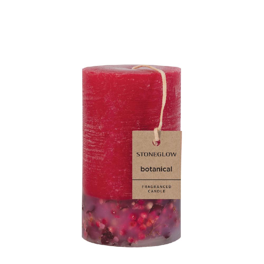 stoneglow Elements - Fire - Red Pepper & Cardamom Scented Botanical Inclusion Pillar Candle (75 x 127mm)