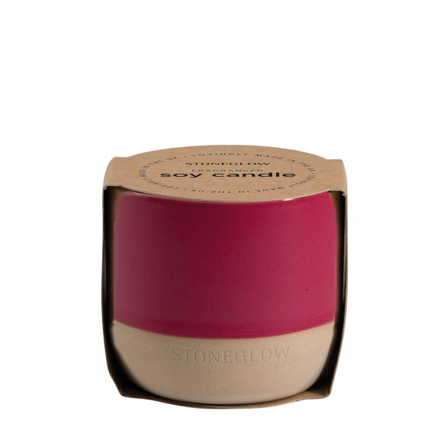 Stoneglow Elements - Fire - Red Pepper & Cardamom - Scented Soy Wax Ceramic Candle Tumbler (68x75mm) - Red